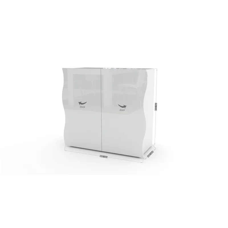 Credenza 90x39,5x81 cm Bianco Laccato Lucido Design Ondulatorio Moderno - Mare