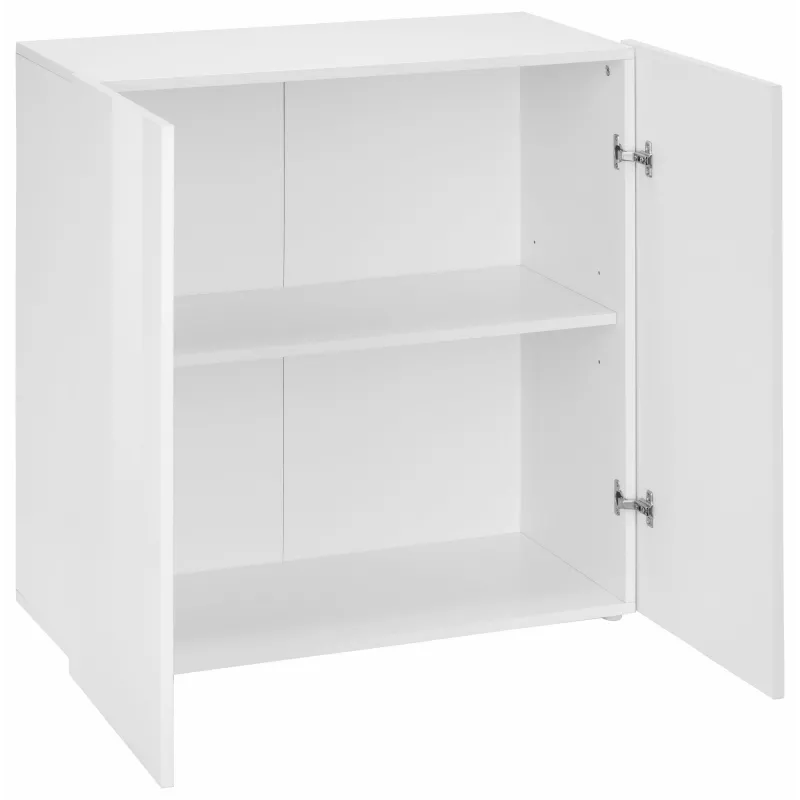 Credenza 90x39,5x81 cm Bianco Laccato Lucido Design Ondulatorio Moderno - Mare