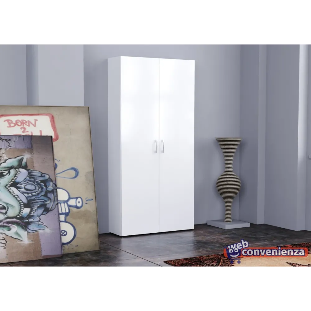 Scarpiera 91x191 Bianco Laccato Lucido Due Ante Battente - Woman