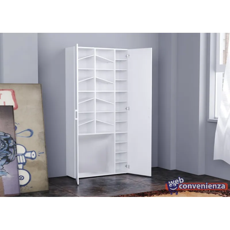 Scarpiera 91x191 Bianco Laccato Lucido Due Ante Battente - Woman