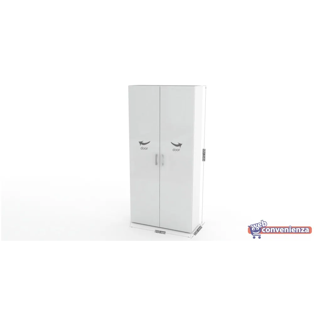 Scarpiera 91x191 Bianco Laccato Lucido Due Ante Battente - Woman